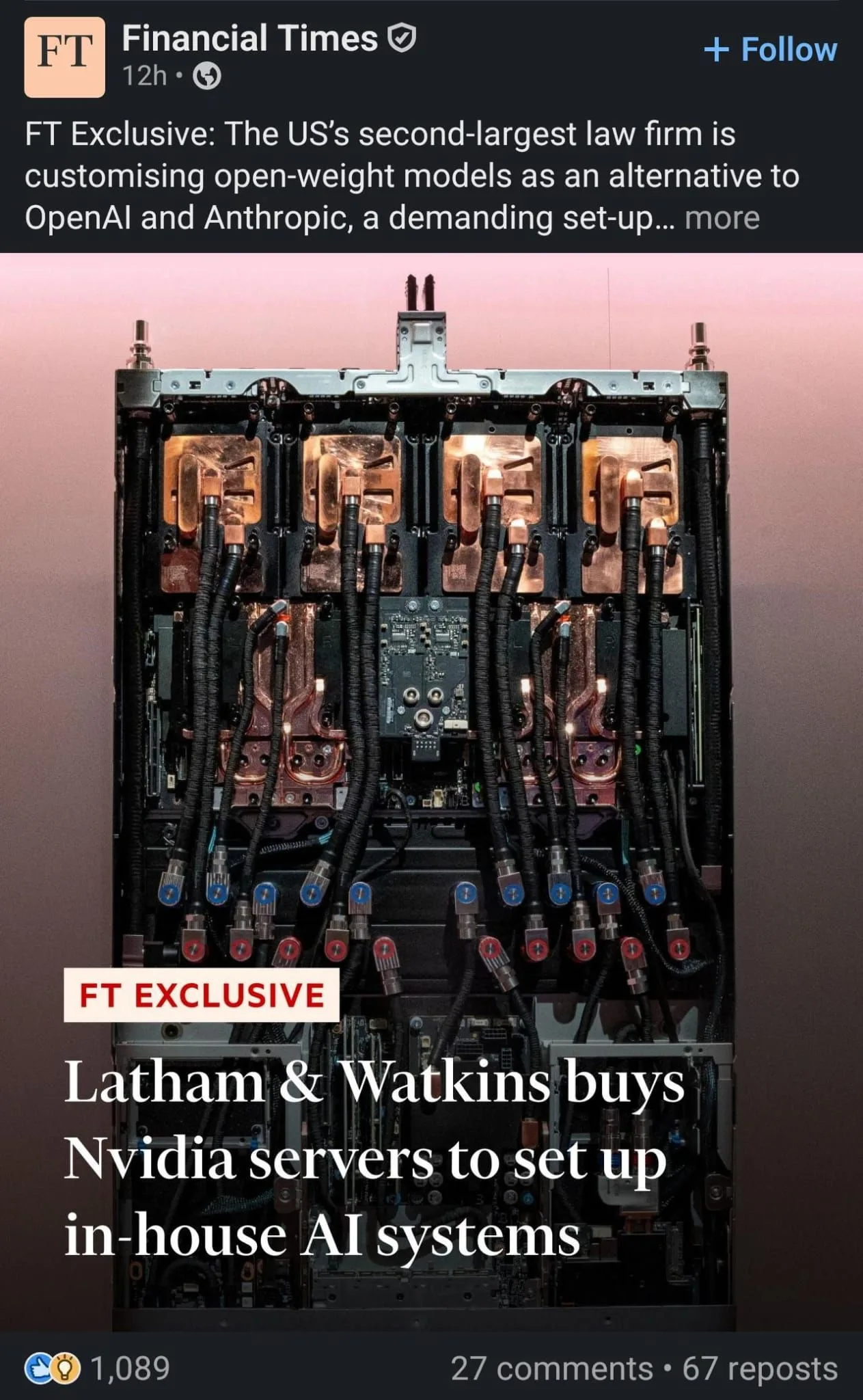 It does not hurt me to read that Latham & Watkins wants on-prem Legal AI…